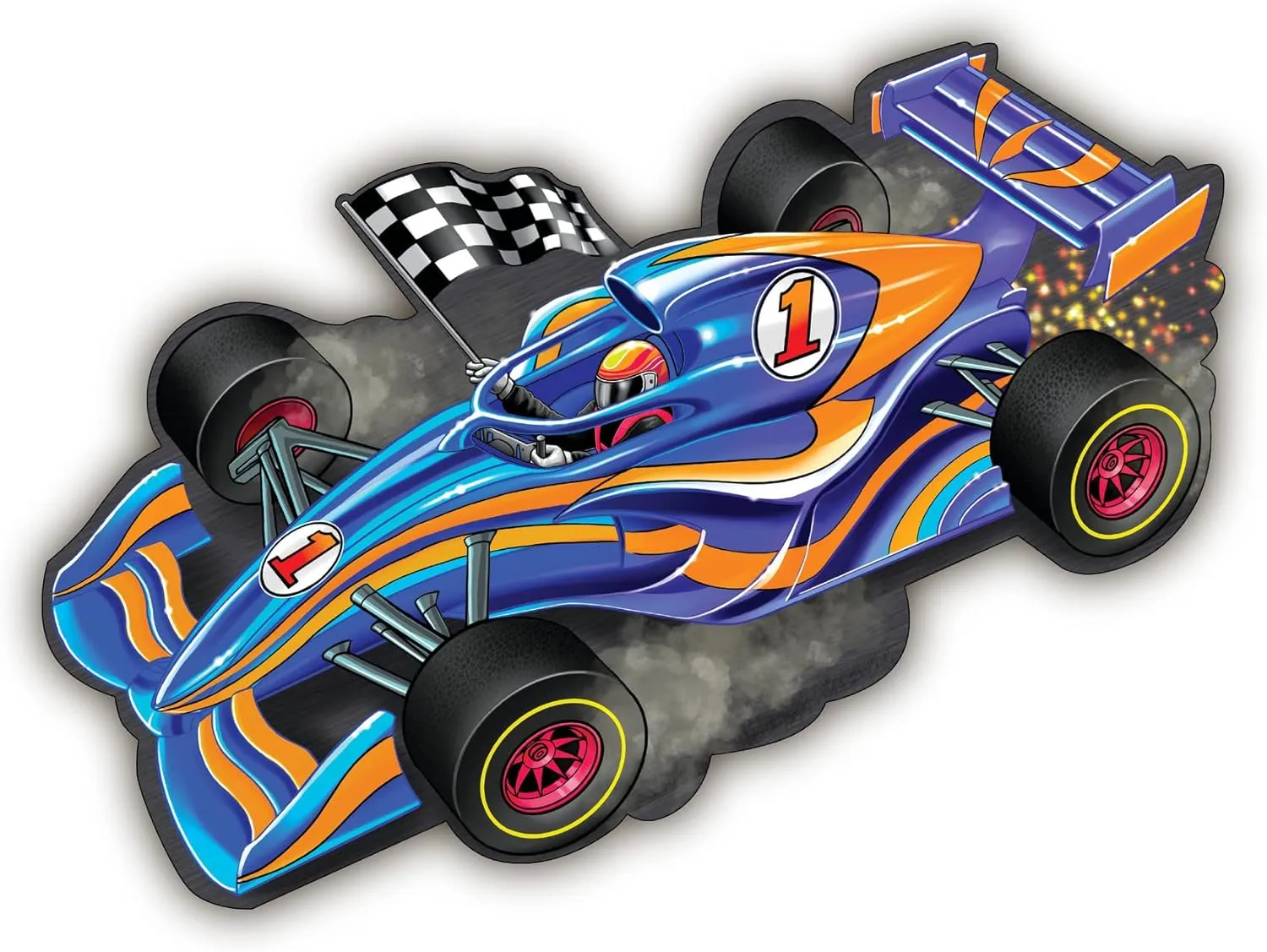 Peaceable Kingdom Giant Floor Puzzles with Uniquely Fun Shaped Pieces for Kids Ages 3  Gifts for Boys and Girls - Racecar