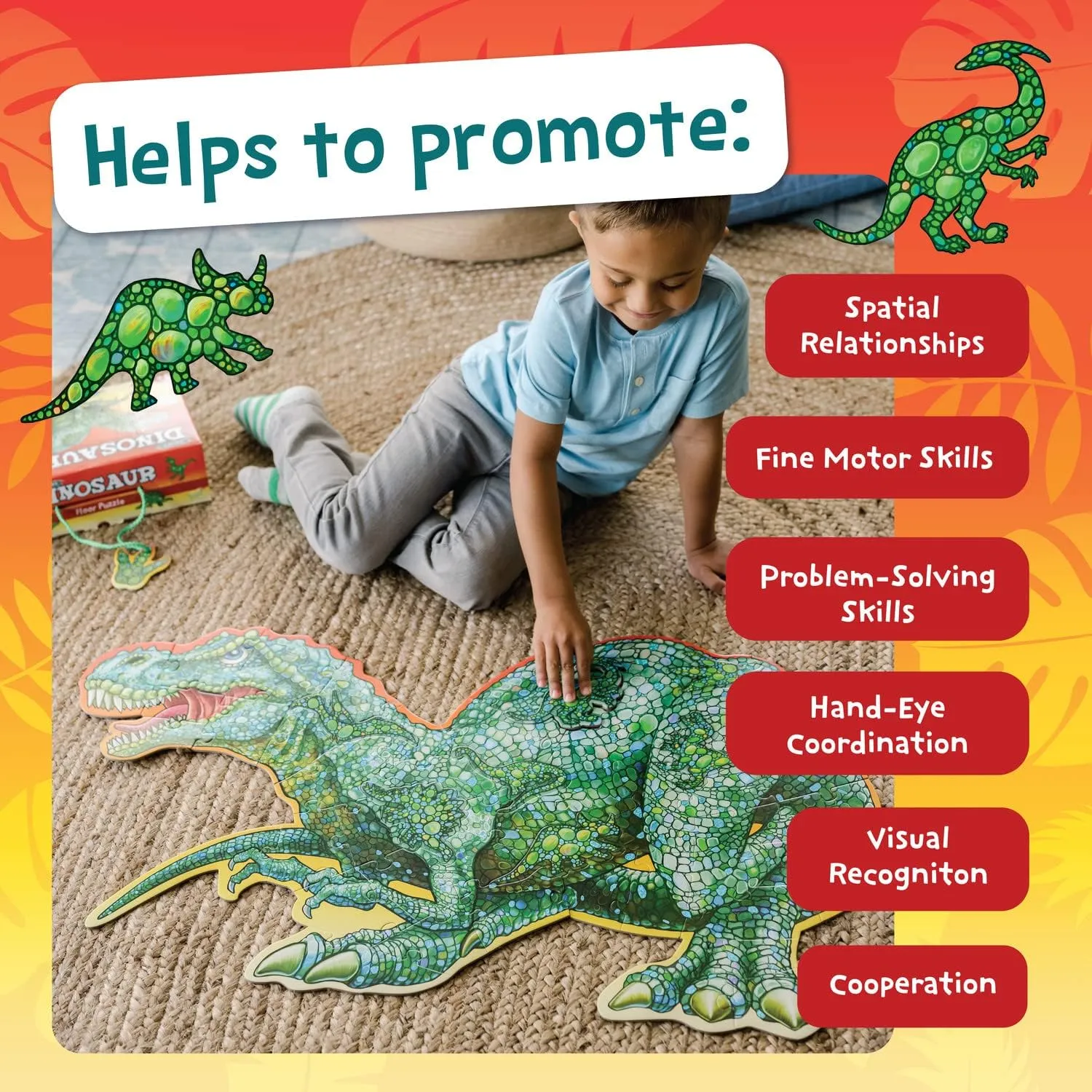 Peaceable Kingdom Shiny Dinosaur Floor Puzzle, 1 EA