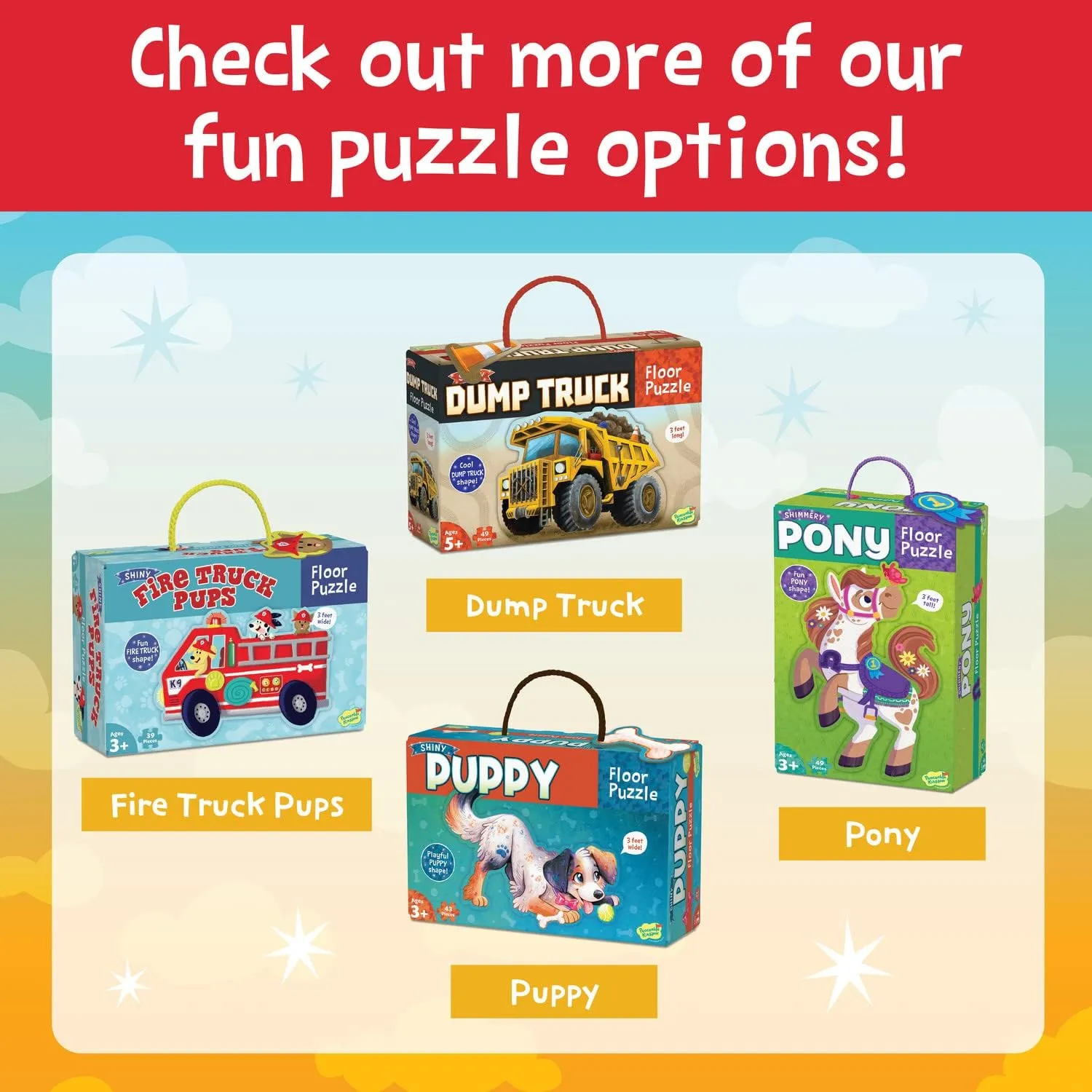 Peaceable Kingdom Shiny Tractor Floor Puzzle – Giant Tractor Puzzle for Kids Ages 3 & up – Fun-Shaped Puzzle Pieces – Great for Classrooms