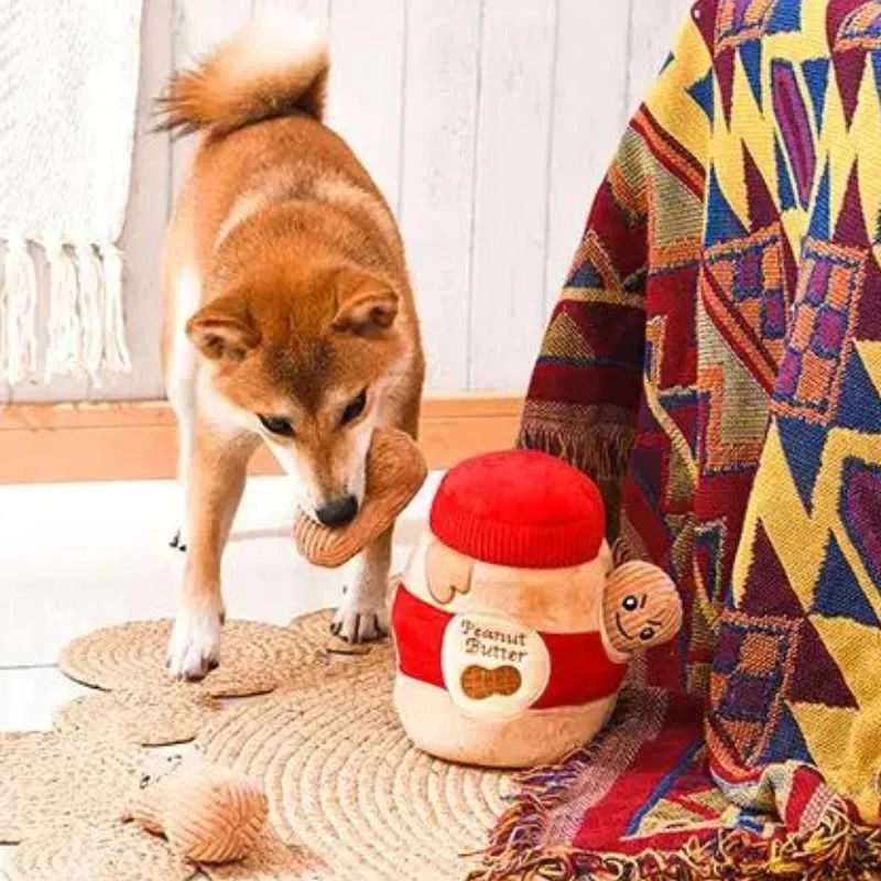 Peanut Butter Jar Burrow Dog Toy