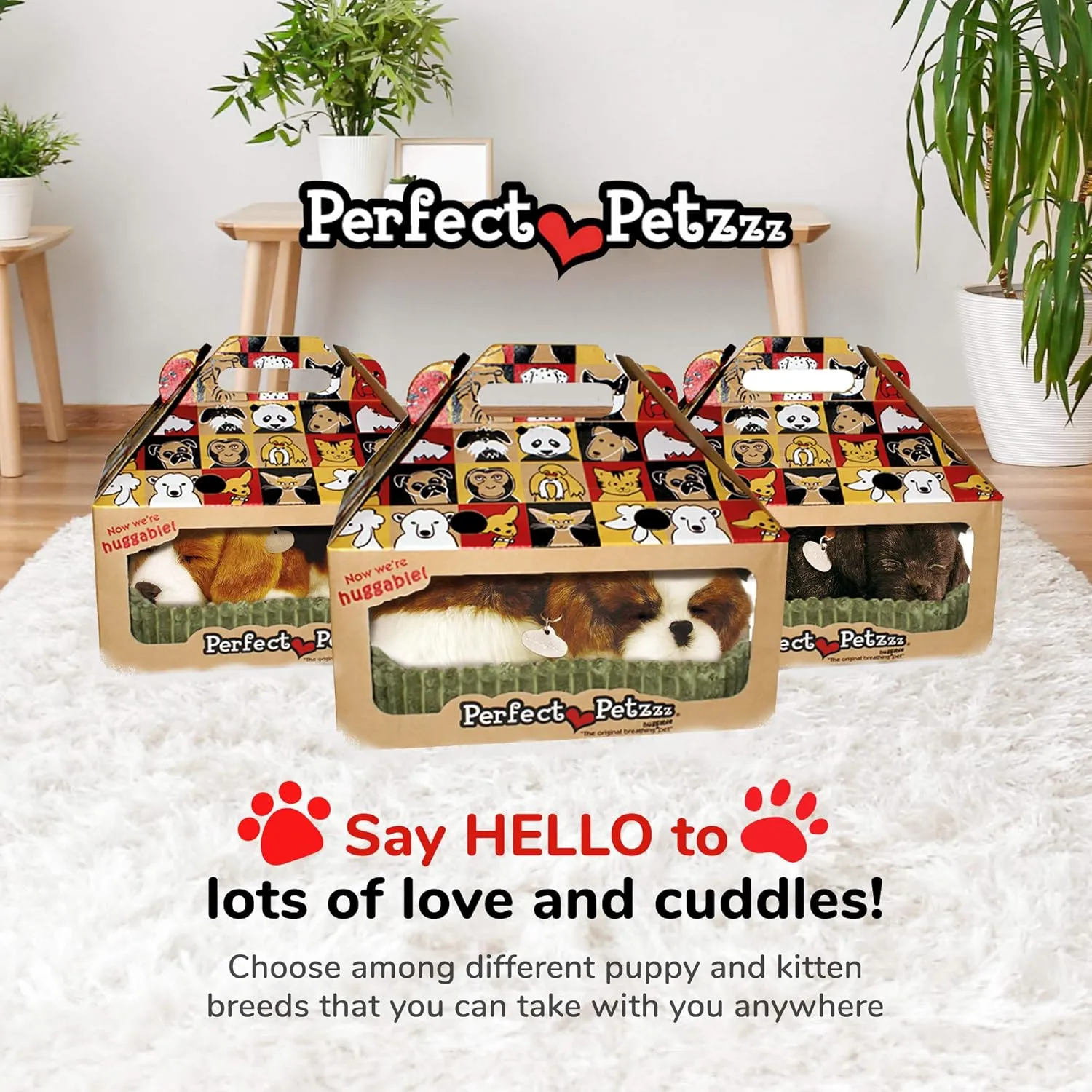 Perfect Petzzz | Peluche Réaliste - Shih Tzu| Avec Boîte de Transport et Lit | Piles Incluses