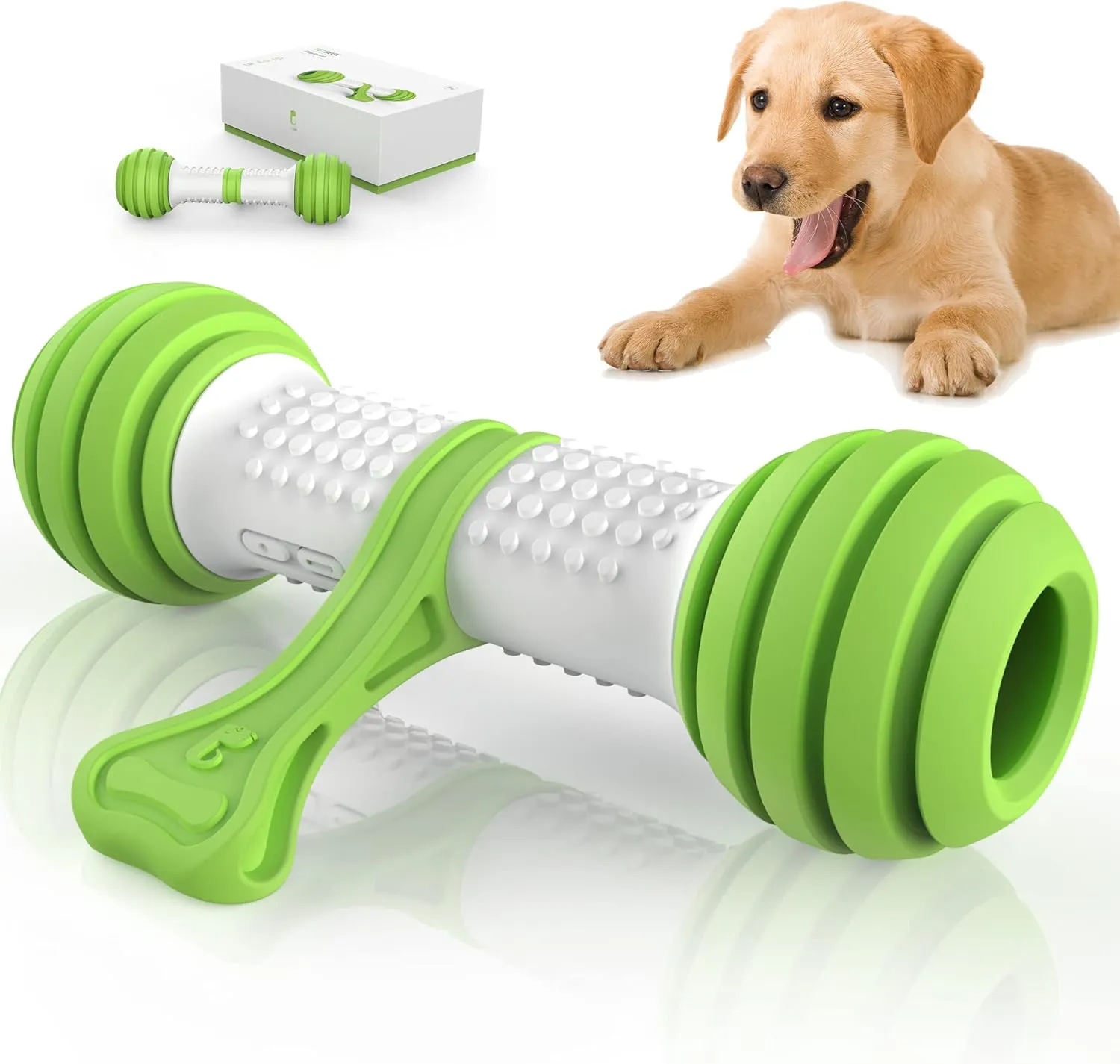 PETGEEK Interactive Dog Toys, Motion Activated Electronic Dog Toy Interactive Dog Bone Toys for Medium Large Dogs, USB Rechargeable Automatic Dog Toy for Boredom and Stimulating (Green)