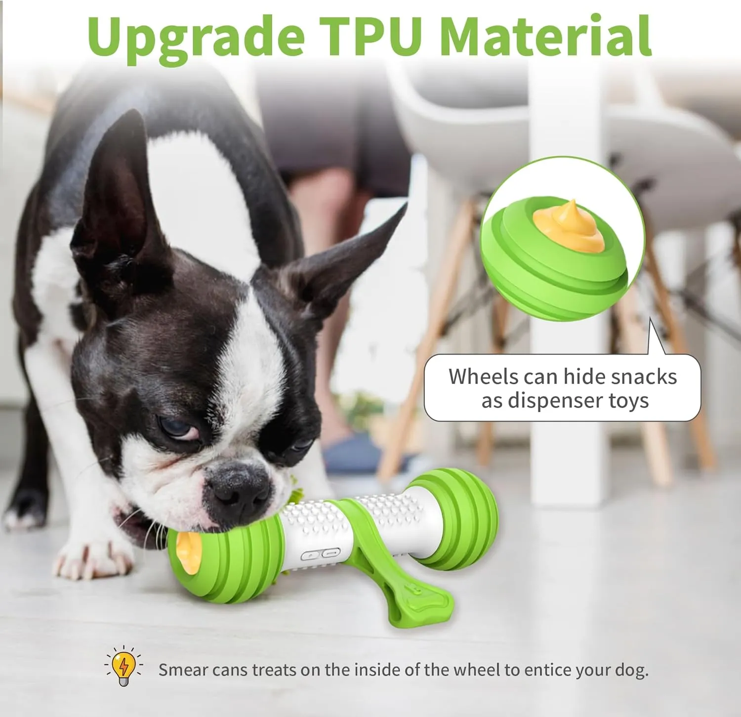 PETGEEK Interactive Dog Toys, Motion Activated Electronic Dog Toy Interactive Dog Bone Toys for Medium Large Dogs, USB Rechargeable Automatic Dog Toy for Boredom and Stimulating (Green)
