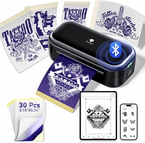 Phomemo TP31 Tattoo Stencil Printer -Mini Tattoo Printer Machine with 30pcs Transfer Paper,Small Portable Travel Machines for Tattoo Enthusiast/Beginners/Artists,Easy to Use with Smartphone,Pad- Black