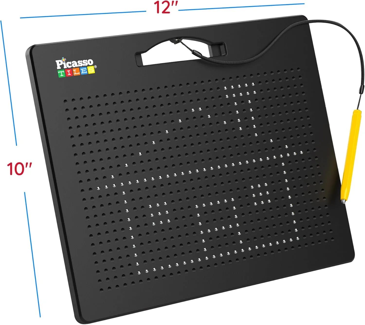 Picasso Toys Magnetic Drawing Board 12x10 inch Large 748 Bead Magnet Tablet Pad Erasable Reusable Writing Playboard STEM Toys Educational Playset Open-Ended Learning Kit Child Brain Development PTB01