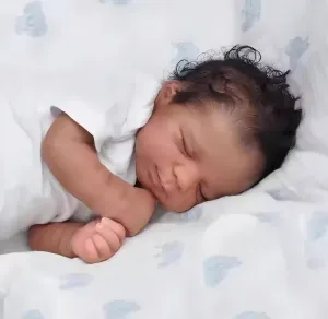 Pinky Reborn 18 Inch 46 cm Lifelike Baby Dolls Boys Dolls That Look Realistic Feeling Like with Soft Full Body Light Brown Skin with Hair Baby Doll Christmas Birthday with Toys for Age 3 