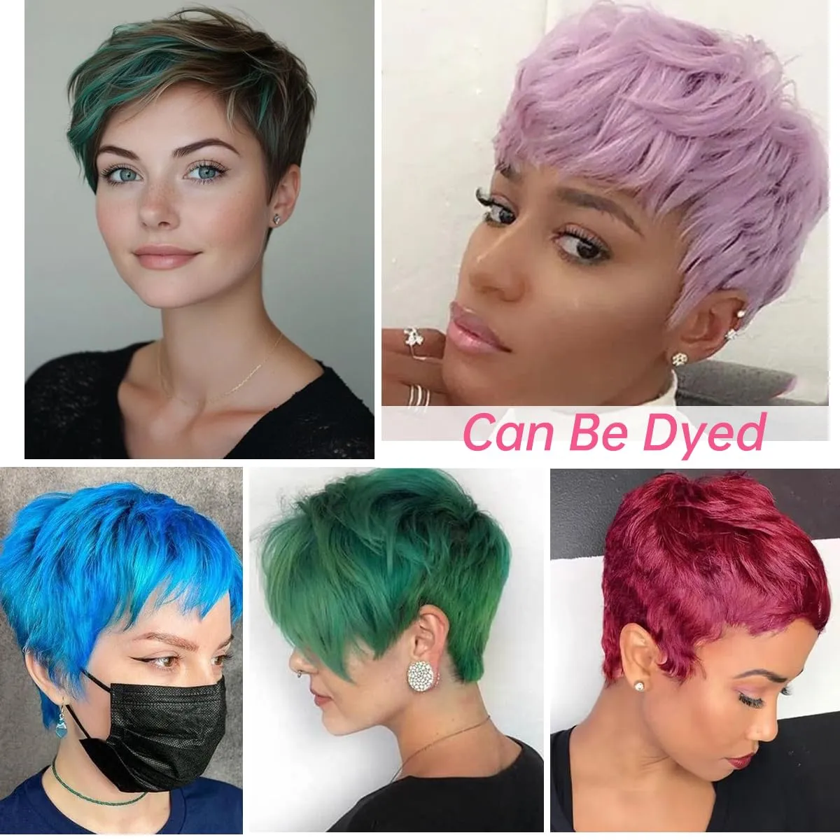 Pixie Cut Wig Human Hair For Black Women Short Straight Human Hair Wigs With Bangs Full Machine Made Wigs (Platinum Blonde)