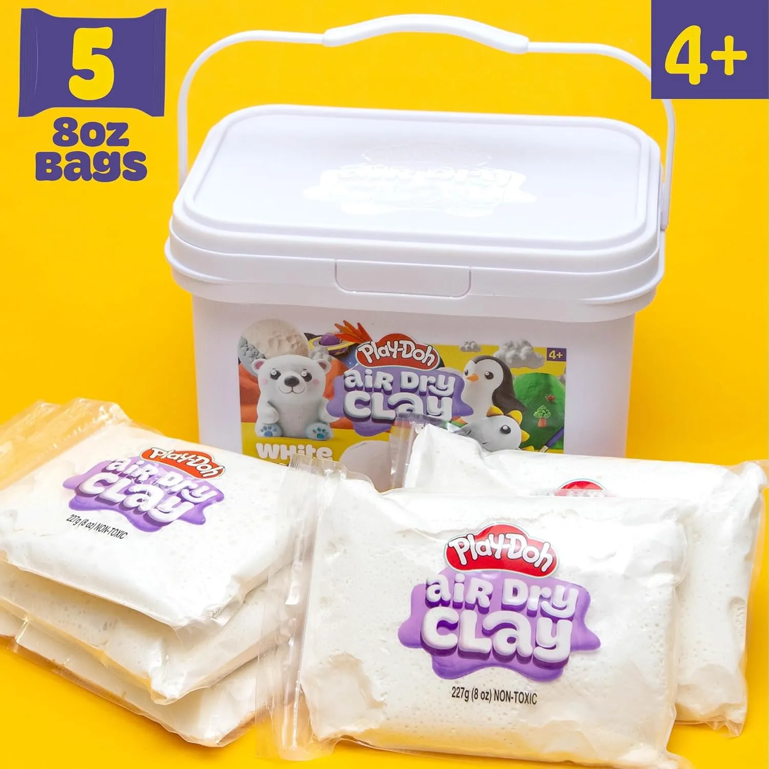 Play-Doh Brand Air-Dry Clay Bucket, Paintable White Modeling Clay, Arts & Crafts Gift, Craft Supplies, Sculpting and Molding Clay for Kids