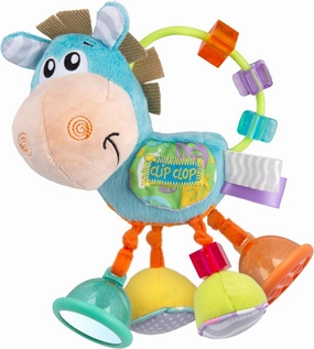 Playgro Light Blue Horse Soft Baby Toys 3-6-12 Months Developmental, 3  Months Rattles Teething Toys for Babies, Newborn & Infant Sensory Non-Toxic Plush Baby Rattle for Boy Girl Clip Clop Activity