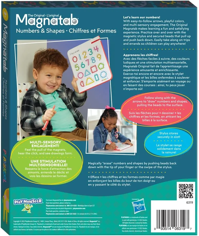 Playskool Magnatab — Numbers and Shapes — Magnetic Board Toy Letter Tracing for Toddlers Learning and Sensory Drawing — for Kids Ages 3 and Up
