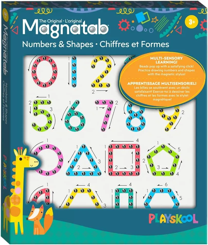 Playskool Magnatab — Numbers and Shapes — Magnetic Board Toy Letter Tracing for Toddlers Learning and Sensory Drawing — for Kids Ages 3 and Up