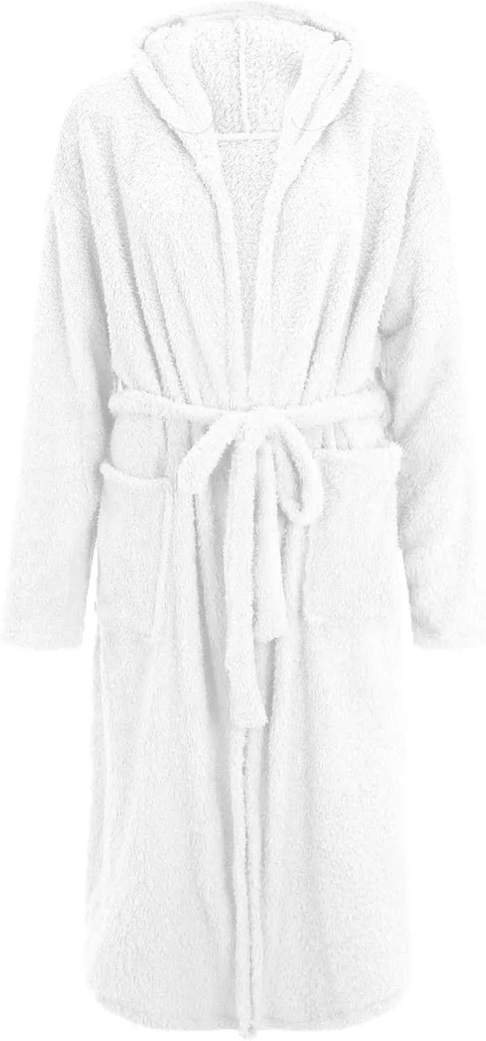 Plush Fleece Robe Hooded Robe Costume Men Bath Towel Robe Women'S Long Bath Robe Women After Shower
