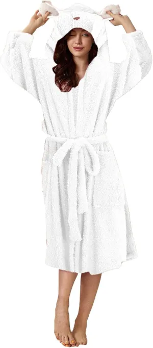 Plush Fleece Robe Hooded Robe Costume Men Bath Towel Robe Women'S Long Bath Robe Women After Shower