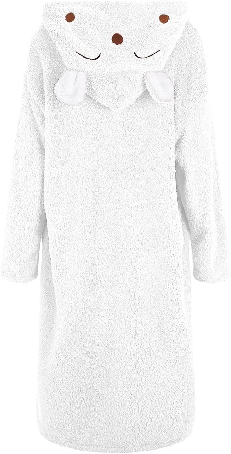 Plush Fleece Robe Hooded Robe Costume Men Bath Towel Robe Women'S Long Bath Robe Women After Shower