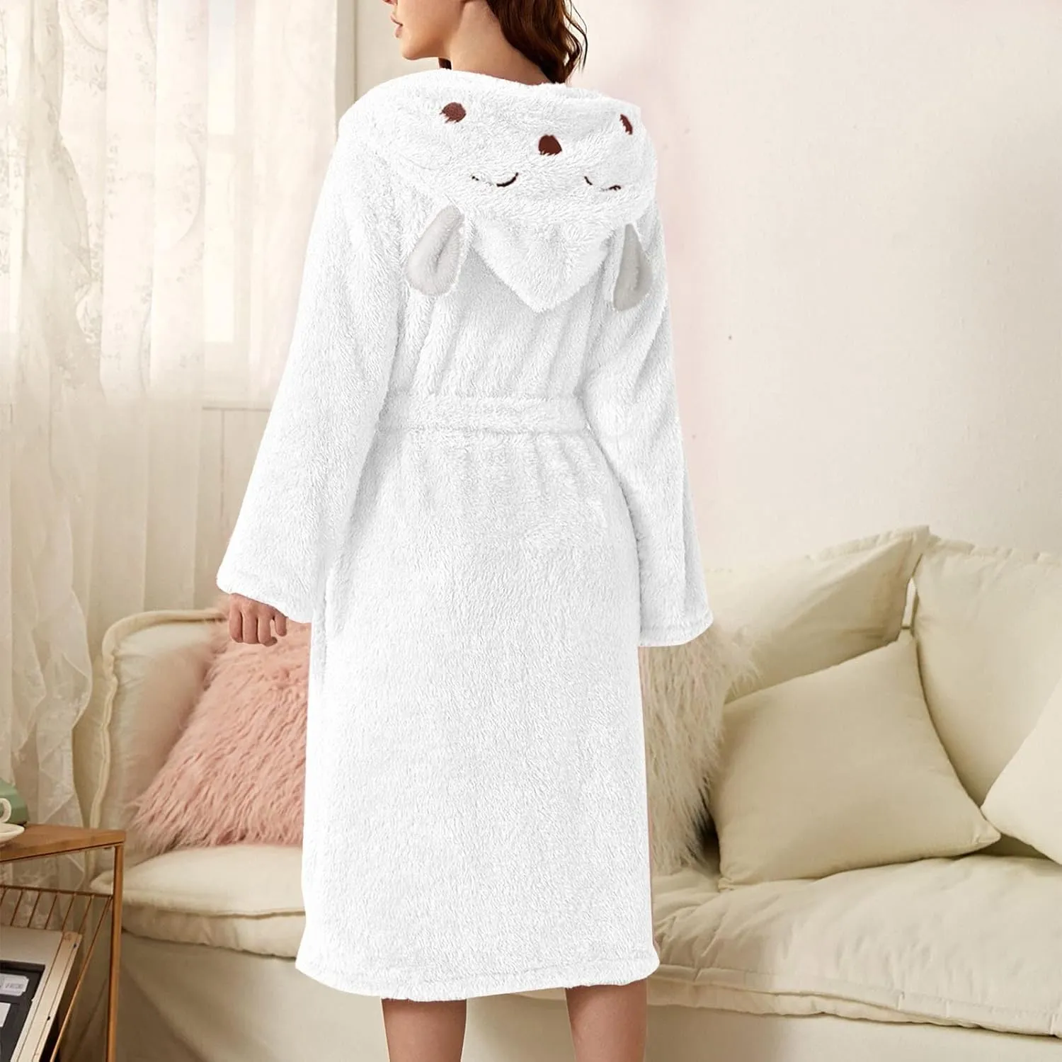 Plush Fleece Robe Hooded Robe Costume Men Bath Towel Robe Women'S Long Bath Robe Women After Shower