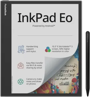 PocketBook InkPad Eo | 10.3" color E Ink Kaleido 3 screen | Handwriting & stylus | Easy notes sharing | Android 11 | Camera for notes on photos | Bluetooth & built-in speaker | Audiobooks | SMARTlight