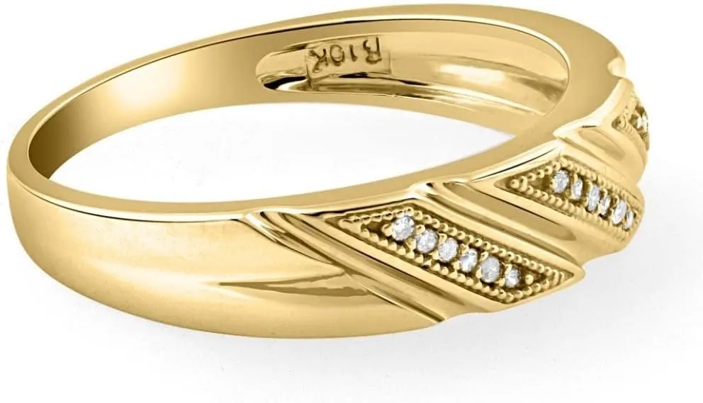 Pompeii 1/5ct Mens Diamond Ring 10K Yellow Gold