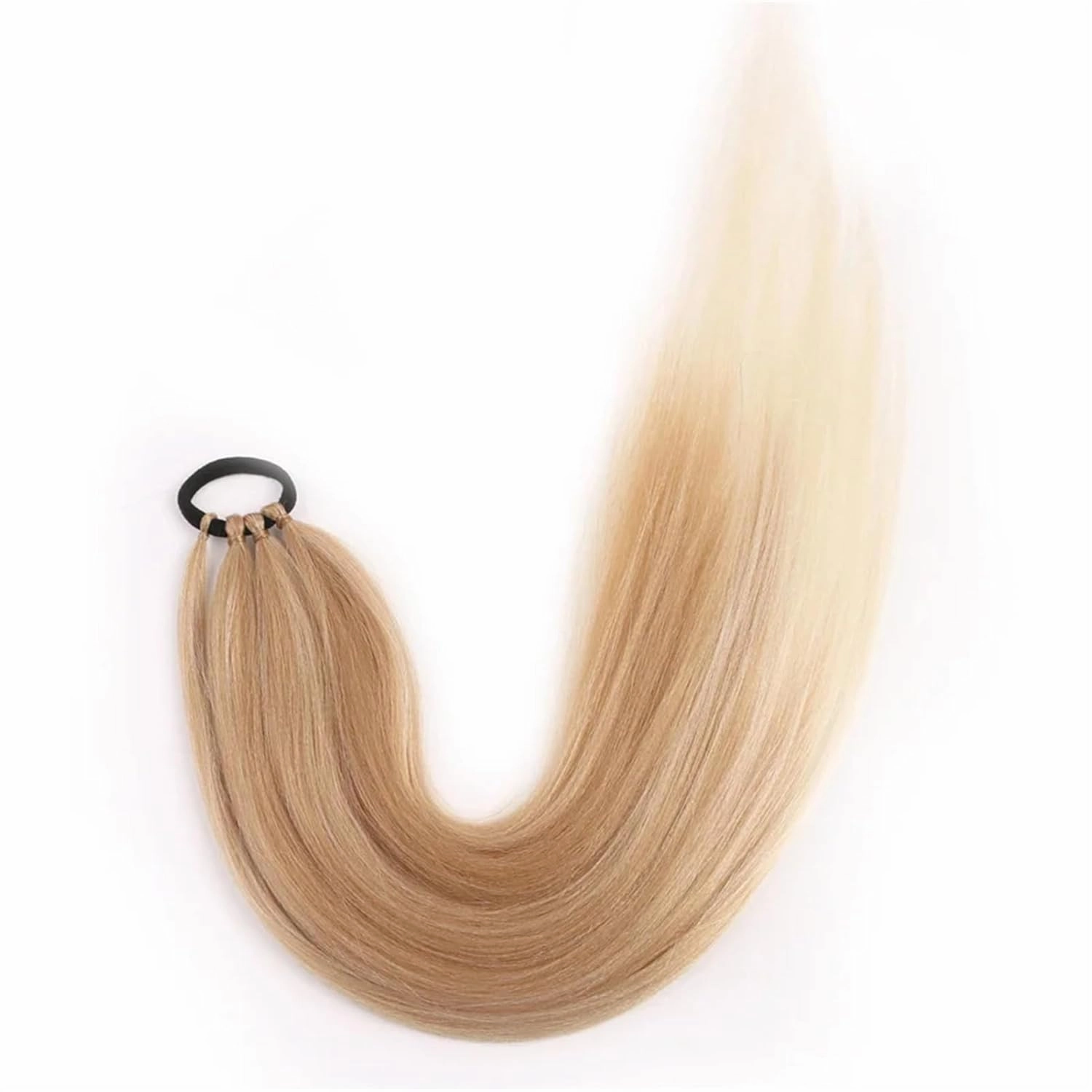Ponytailtail Extensions Synthetic Boxing Braids 26 Inch Brown Wrap Around Chignon Tail With Rubber Band Hair Ring Ombre Braid