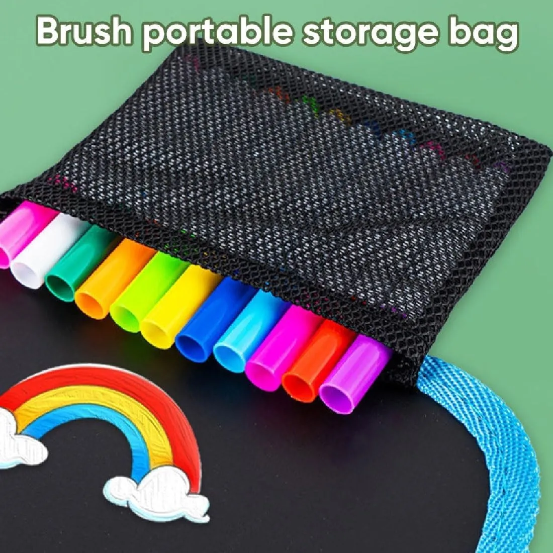 Portable Erasable Graffiti Drawing Book, Erasable Drawing Pad with 12 Watercolor Pens 14 Page Drawing(Blue)