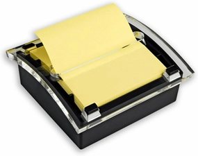 Post-it Pop-up Notes Dispenser, Organizes Desk & Keeps Notes Nearby, Black Base, Clear Top, Includes 50 Sheets of 3 in x 3 in Canary Yellow Sheets