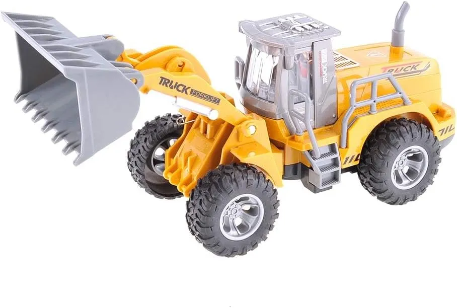 PowerTRC Remote Control Functional Construction Excavator Bulldozer Vehicle Truck with Lights, 1:30 Scale RC Truck Car for Kids, for Beach Trips, Parties, Holidays, Birthdays, and Christmas