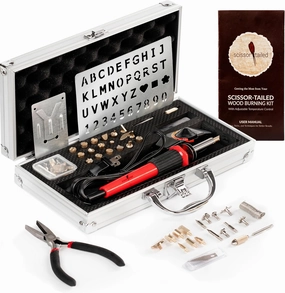 Premium Wood Burning Kit 42PCS | Complete Gift For An Effortlessly Mastering The Art Of Pyrography: 36Tips, Wood Burner Pen with Adjustable Temperature, Metal Stencil, Pliers - All In A Deluxe Case