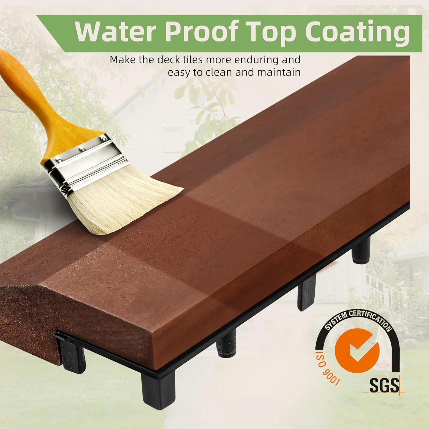 PrimeZone 8 PCS Solid Acacia Wood Corner Trim for Interlocking Deck Tiles - 12" L Waterproof Side Pin End of Outdoor Flooring, Loop End Piece for Decking Floor, Brown