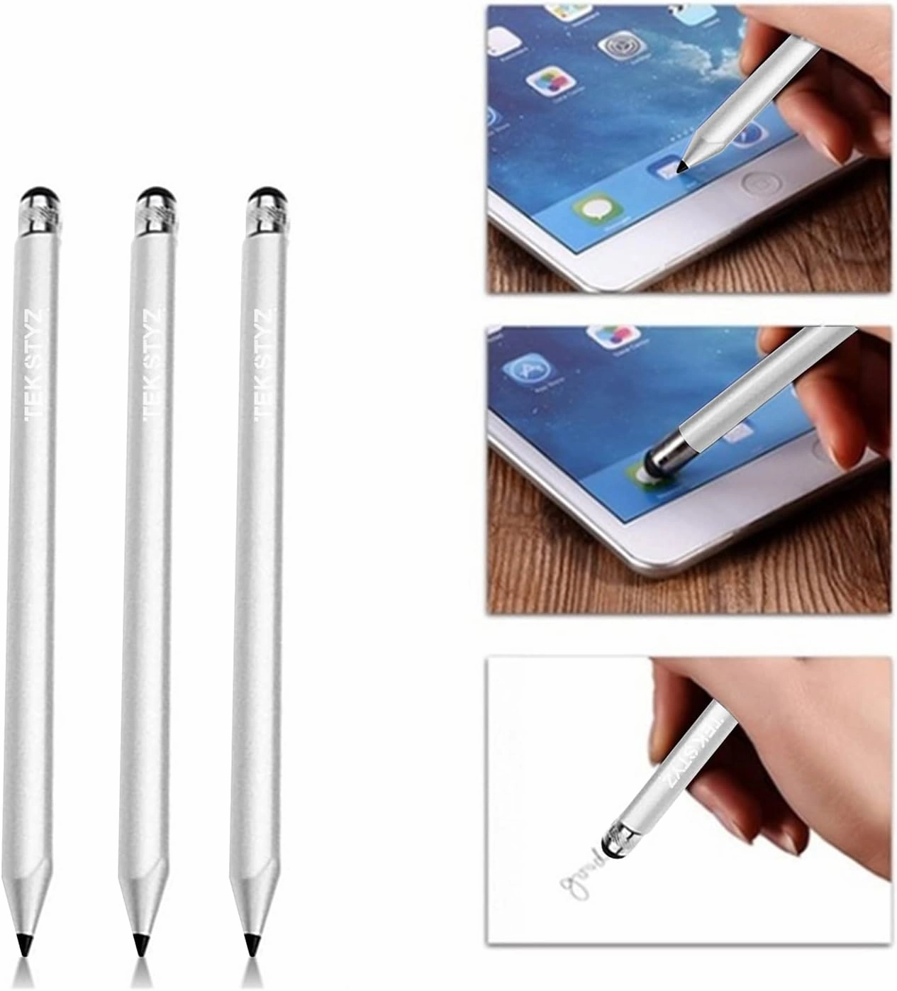 Pro Stylus Capacitive Pen Upgraded Works for Asus Transformer Book T90 Chi with Custom High Precision Touch Full Size 3 Pack! (Silver)