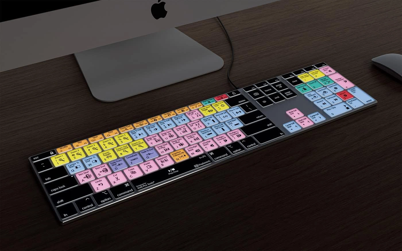 Pro Tools - Backlit Pro Aluminum Keyboard - macOS - US – Avid Pro Tools Shortcut Keyboard with Color-Coded Keys, No Fading, USB Wired, Compatible with Logic Pro & MacBook Pro