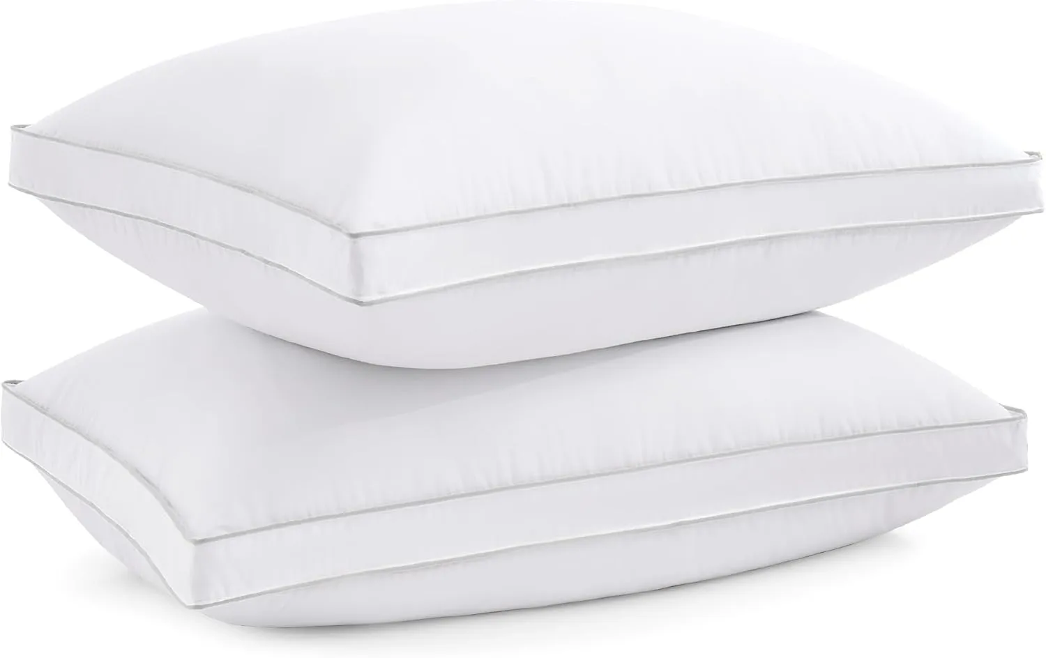 puredown® Feather Pillows with 100% Cotton Cover, Set of 2 Gusseted Bed Pillows for Sleeping, Standard Size