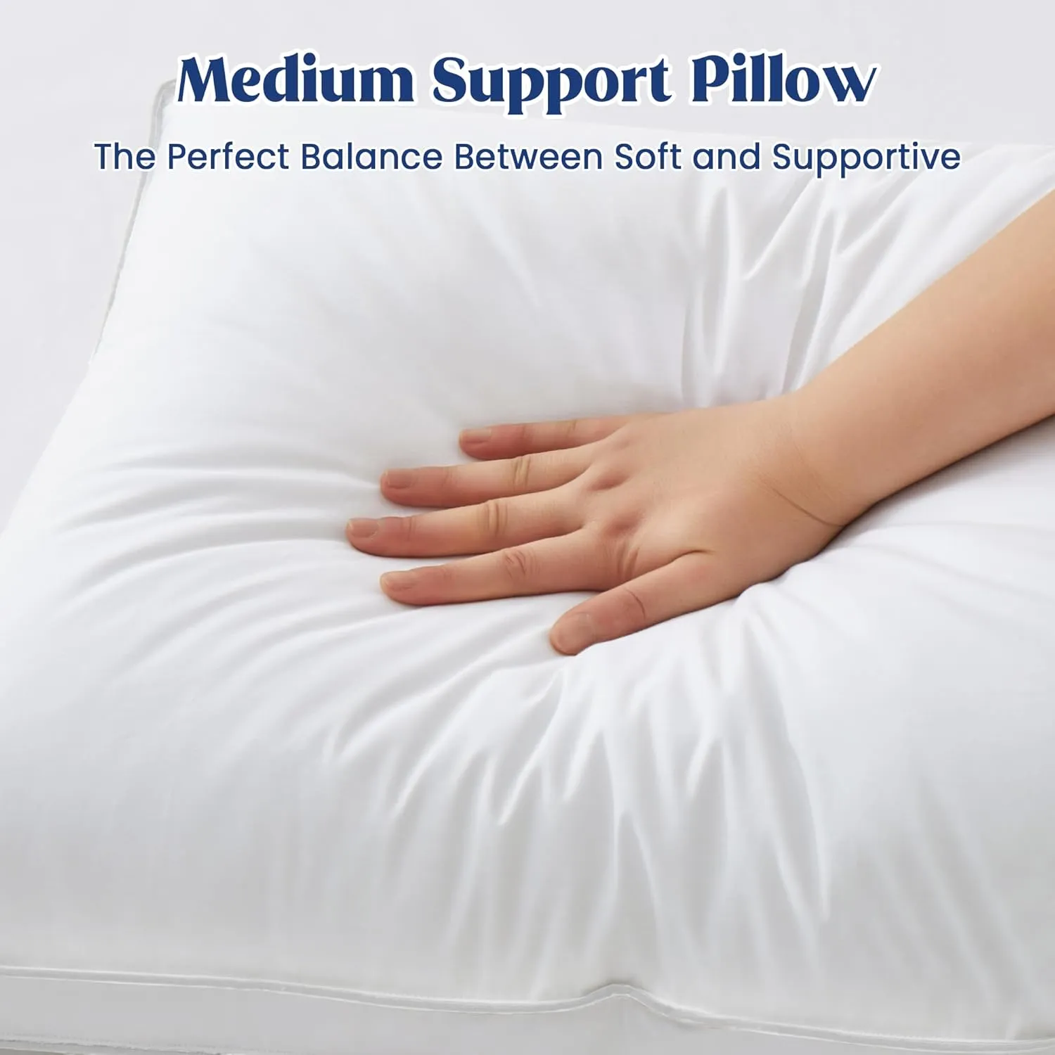 puredown® Feather Pillows with 100% Cotton Cover, Set of 2 Gusseted Bed Pillows for Sleeping, Standard Size
