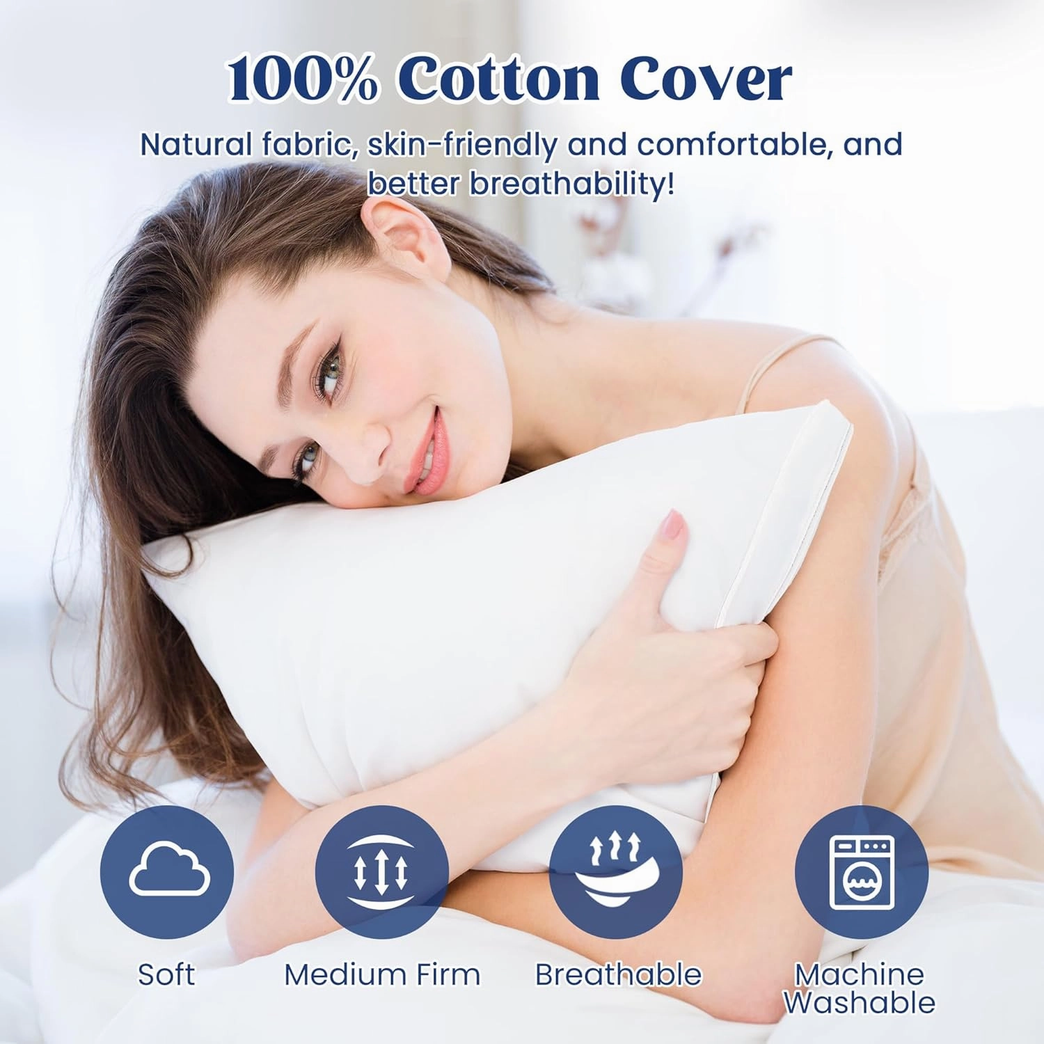 puredown® Goose Feather Down Pillows Standard Size Set of 2, 100% Cotton Cover, Luxury Hotel Collection Pillow, Soft Fluffy Medium Firm Bed Pillow for Back, Stomach or Side Sleeper.