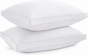 puredown® Goose Feather Down Pillows Standard Size Set of 2, 100% Cotton Cover, Luxury Hotel Collection Pillow, Soft Fluffy Medium Firm Bed Pillow for Back, Stomach or Side Sleeper.
