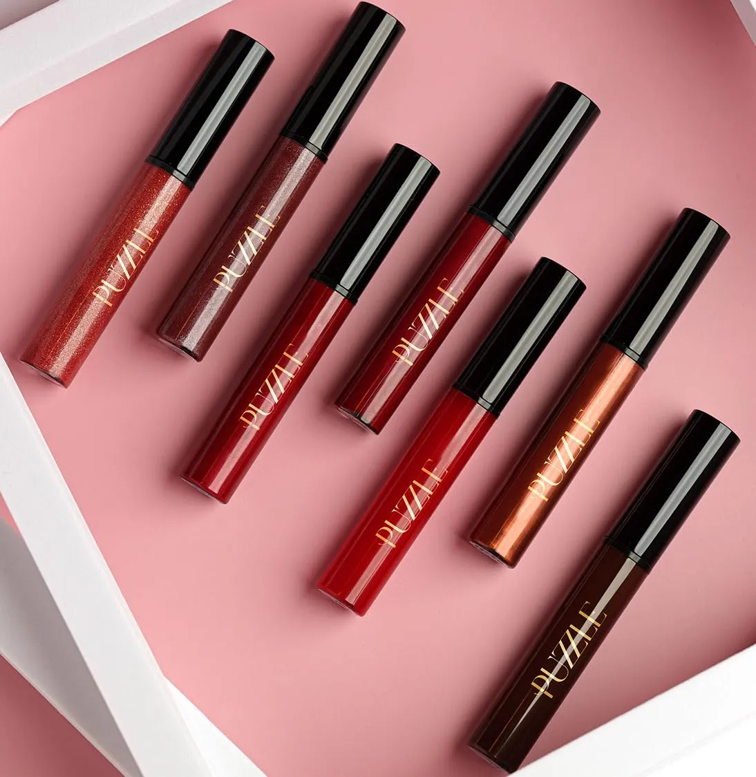 PUZZLE Lip Gloss Wand | Shiny, Shimmery, Non-Sticky, Moisturizing, Long-Lasting, Cruelty-Free, Vegan, Paraben-Free, High Shine Color (Winner | Red Plum)