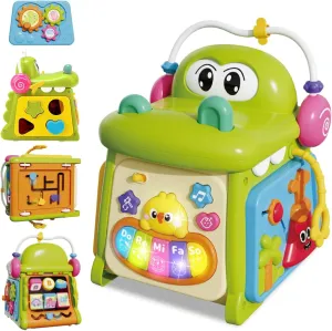 Qizebaby 8 in 1 Baby Activity Cube, Montessori Toys for 18  Months Boy Girl, Educational Learning Fine Motor Musical Toy for Baby Toddler Kid, First Birthday Toy Gift for Child Age 2 3 4 