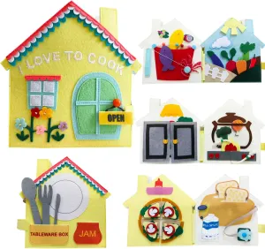 Quiet Book for Toddlers 1-3,Fun Interactive Busy Book with Cooking,Fishing,Planting,Pizza Making & Dinner Prep – Montessori Toy (Kitchen Story)