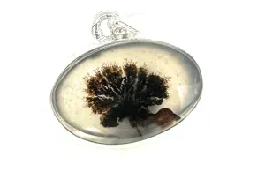 Rare Scenic Dendritic Agate 925 Solid Sterling Silver Pendant 25mm
