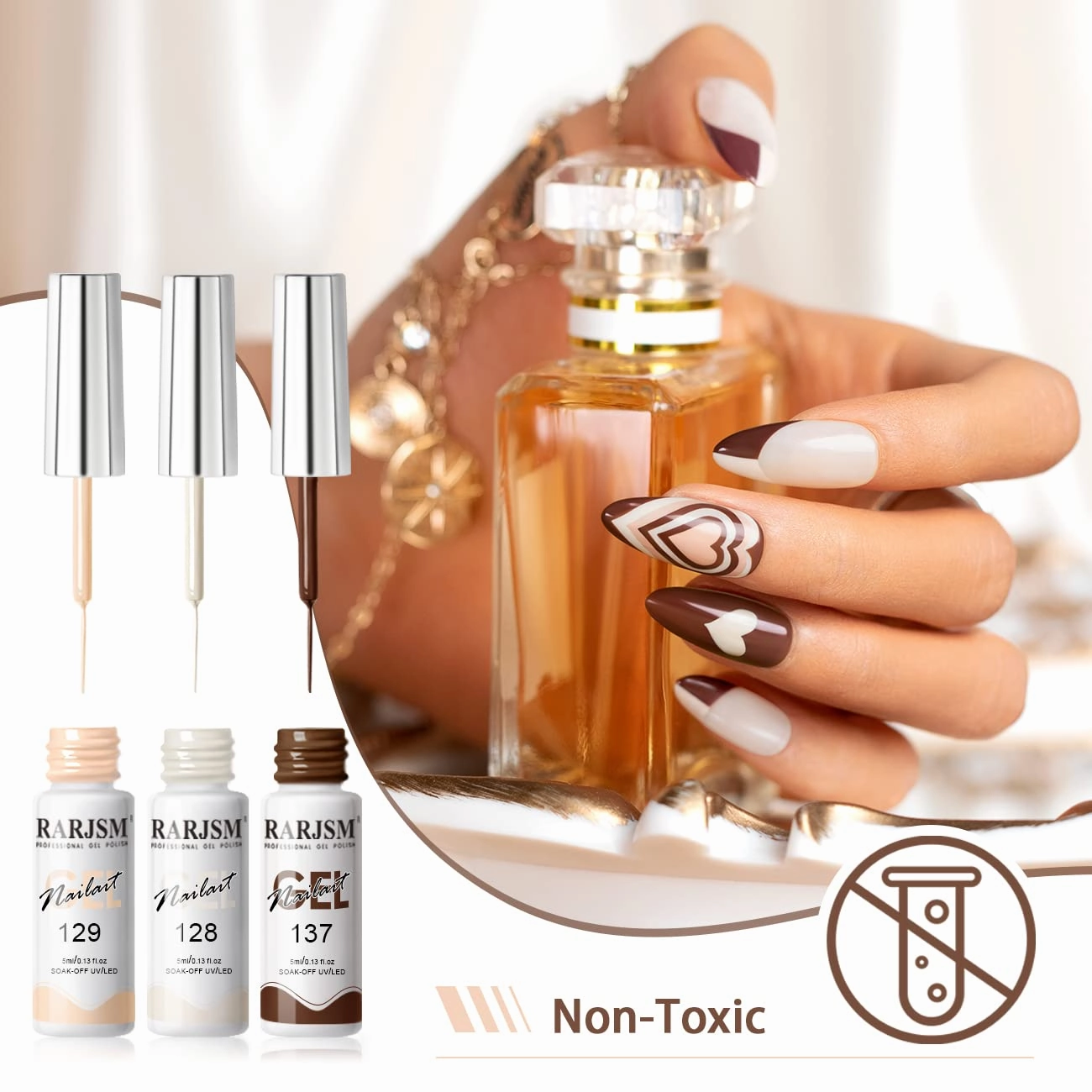RARJSM Gel Paint for Nail Art Nude Liner Gel Nail Polish Set 12 Colors 5ml Pink Brown Line Art Gel Polish Build in Thin Sharp Brush for Swirl Nails Striping Painting Gelpolish Soak Off Curing Requires