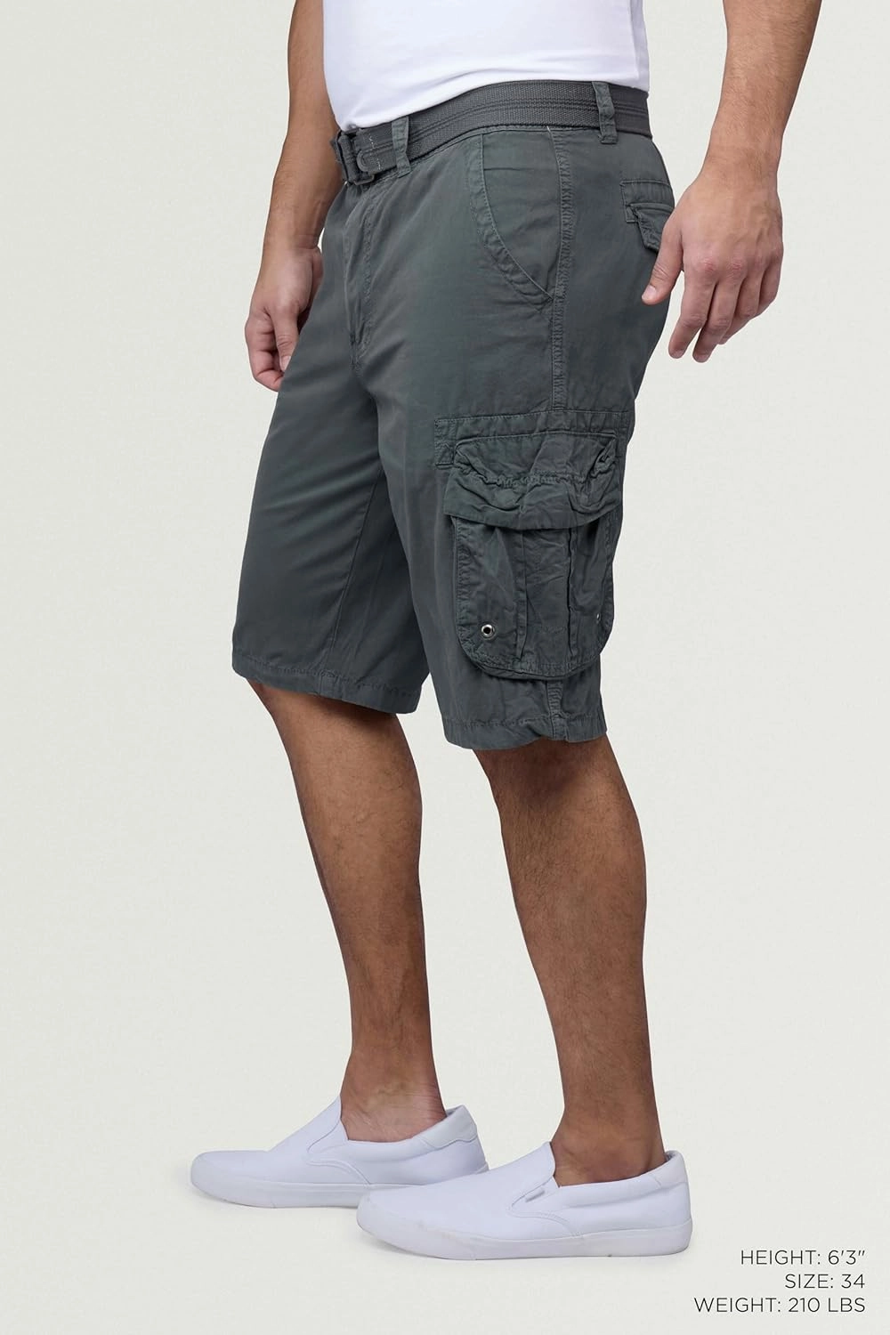 RAW X Mens Belted Cargo Shorts, Relaxed Fit Casual Knee Length Cargo Shorts for Men (Big and Tall Shorts for Men)