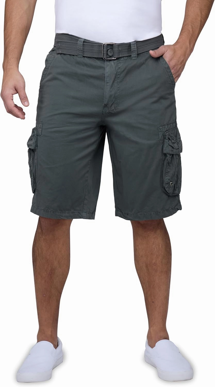 RAW X Mens Belted Cargo Shorts, Relaxed Fit Casual Knee Length Cargo Shorts for Men (Big and Tall Shorts for Men)