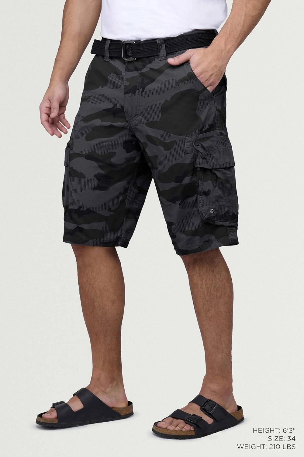 RAW X Mens Belted Cargo Shorts, Relaxed Fit Casual Knee Length Cargo Shorts for Men (Big and Tall Shorts for Men)