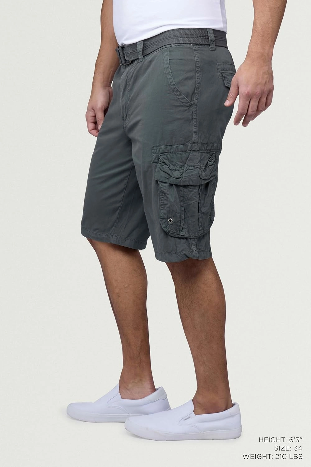 RAW X Mens Belted Cargo Shorts, Relaxed Fit Casual Knee Length Cargo Shorts for Men (Big and Tall Shorts for Men)