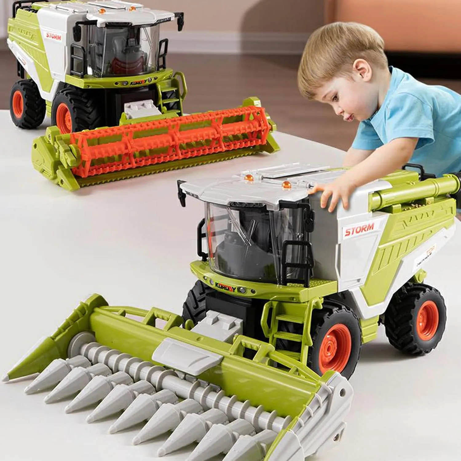 RC Farm Tractor Toy for Kids, 2.4G Remote Control Harvester Truck with Sounds, Lights & Spray, 1:24 High Simulation Toddlers Vehicle Toys, Christmas Birthday Gift for Boys Girls 3-8