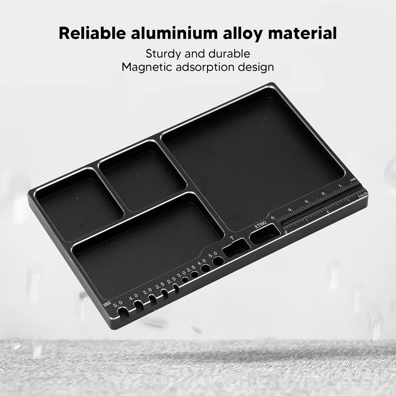 RC Magnetic Tray Aluminium Alloy RC Screw Tray RC Repair Tool with Pad Widely Used for RC Airplane Car (Black)