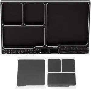 RC Magnetic Tray Aluminium Alloy RC Screw Tray RC Repair Tool with Pad Widely Used for RC Airplane Car (Black)
