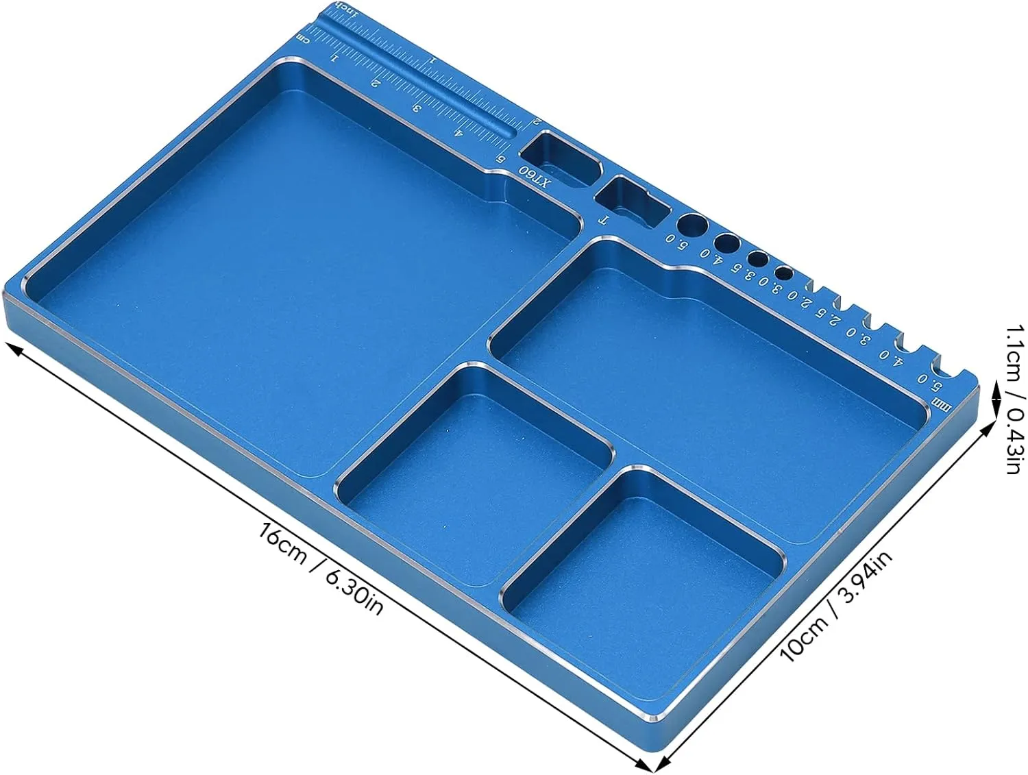RC Magnetic Tray Aluminium Alloy RC Screw Tray RC Repair Tool with Pad Widely Used for RC Airplane Car (Blue)