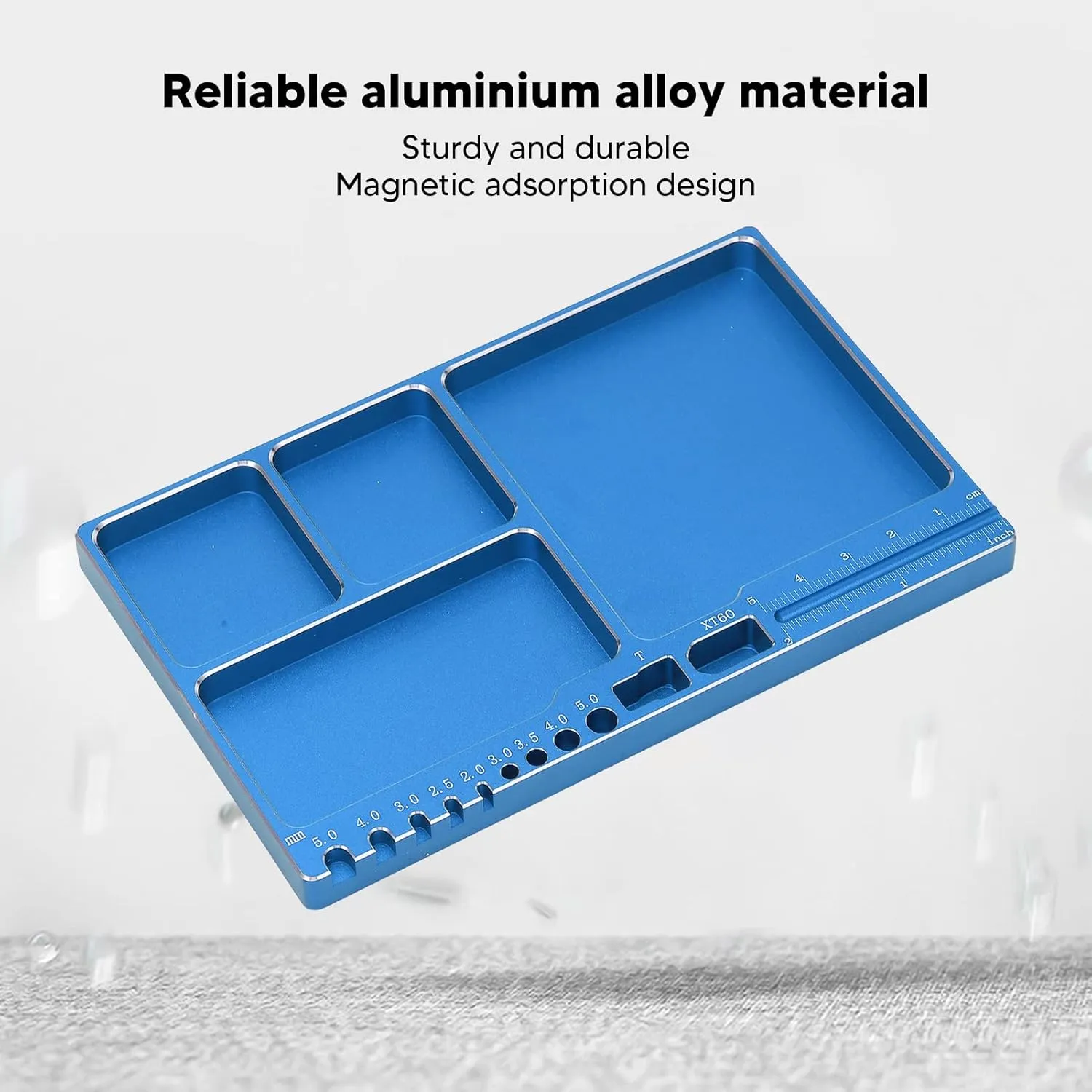 RC Magnetic Tray Aluminium Alloy RC Screw Tray RC Repair Tool with Pad Widely Used for RC Airplane Car (Blue)