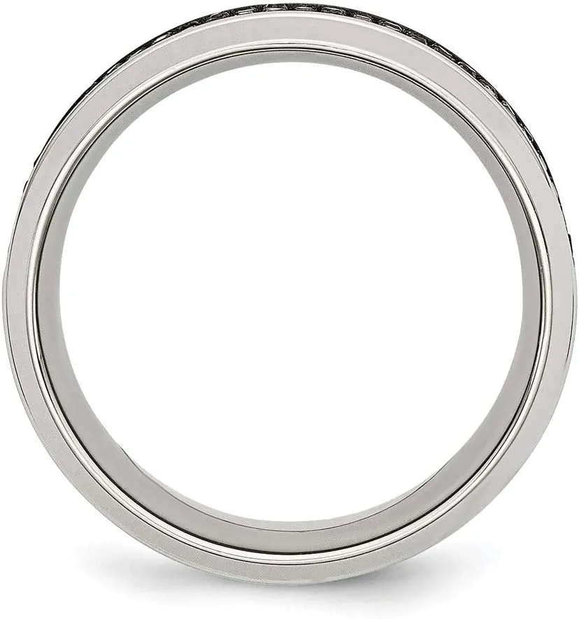 Real Stainless Steel 1/3ct tw. Diamond 10.00mm Wedding Band Ring