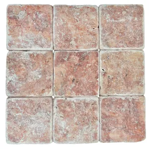 Red/Rosso Square Travertine 100X100X10mm