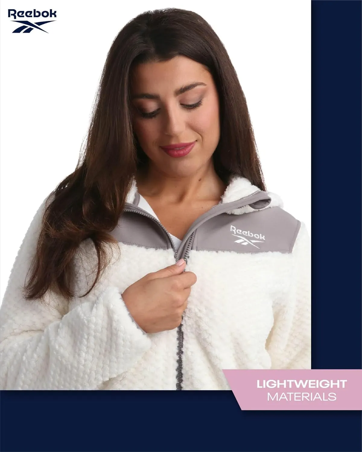 Reebok Women's Fleece Zip Up Jacket - Warm Snow Fleece Winter Jacket with Hood - Insulated Winter Jackets for Women (S-XL)